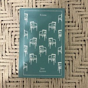 Emma by Jane Austen (penguin edition) Teal Hardcover Book with Chair Design